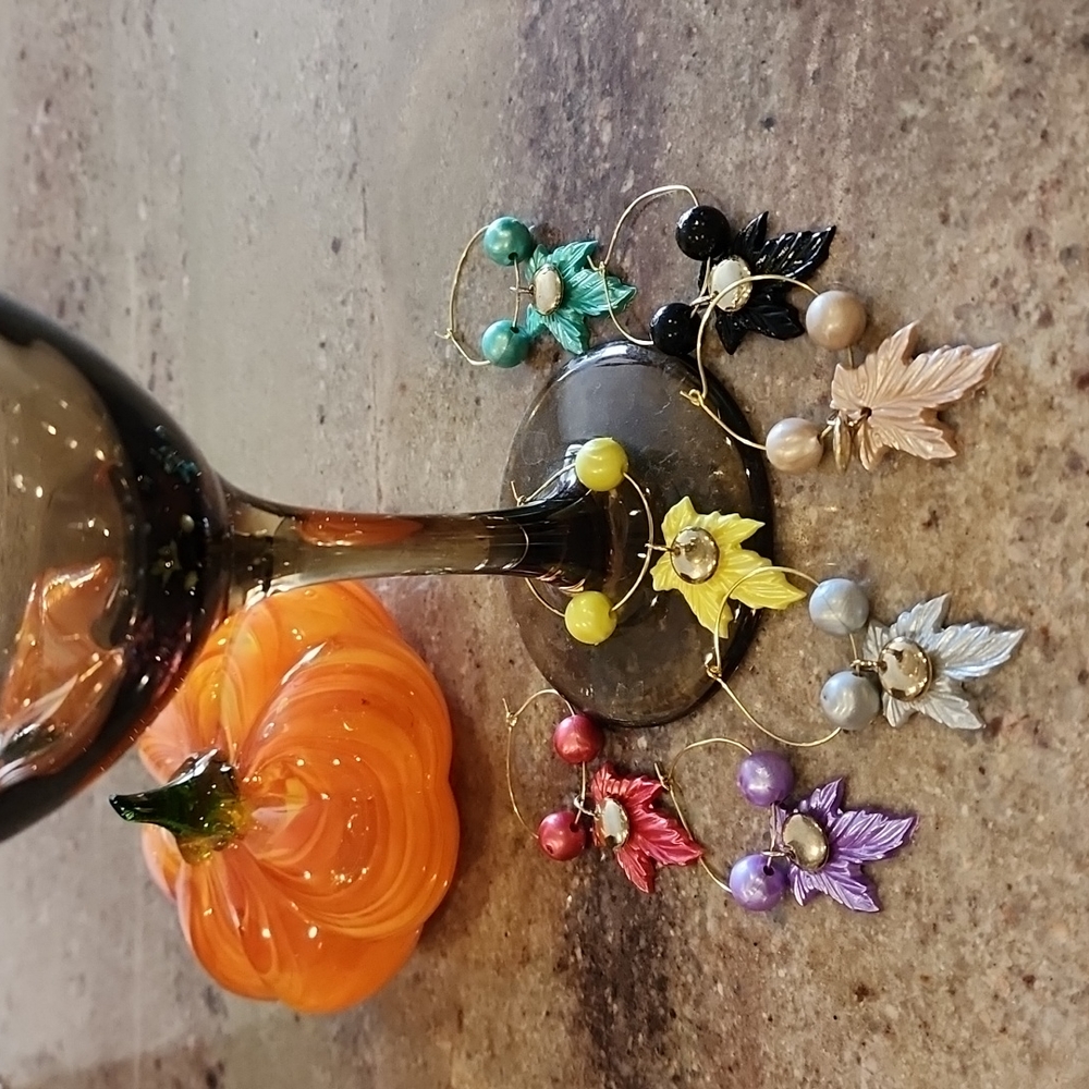 Handmade Fall/Holiday wine glass charms